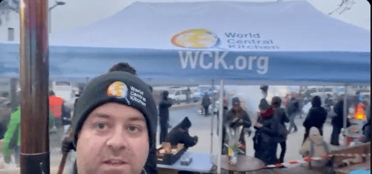 From my brother @cheftkilcoyne at the Lviv train station in Ukraine! Orest manages a Honda dealership…but with the war now spends his time here making sure everyone gets a hot meal! This is what @WCKitchen is all about—everyone working side by side to serve! #ChefsForUkraine 🇺🇦