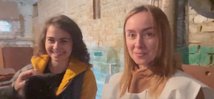 This is Yana who helps take care of shelters here in Kyiv with @WCKitchen! From here we can hear the explosions…During the day if it is quiet, people will go to their apartments above to take a quick shower. Sleeping and eating etc. happens in the basement… #ChefsForUkraine 🇺🇦