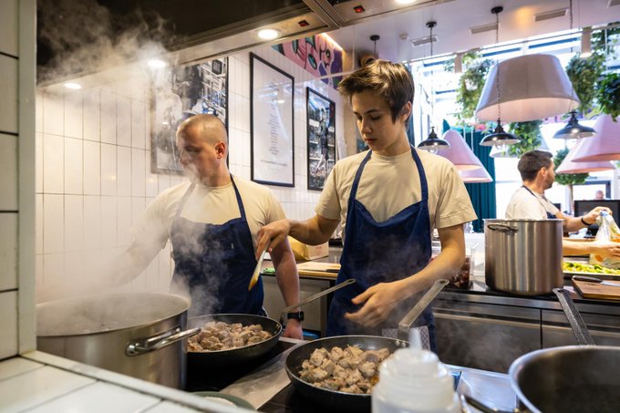 “I don’t want to believe [the war is coming to Odesa] because I really like the city. I want to work abroad, I want to see the world. But after, I want to come here, build my house, my restaurant, and a family.” Alex is 18 and cooking for neighbors in Odesa. #ChefsForUkraine