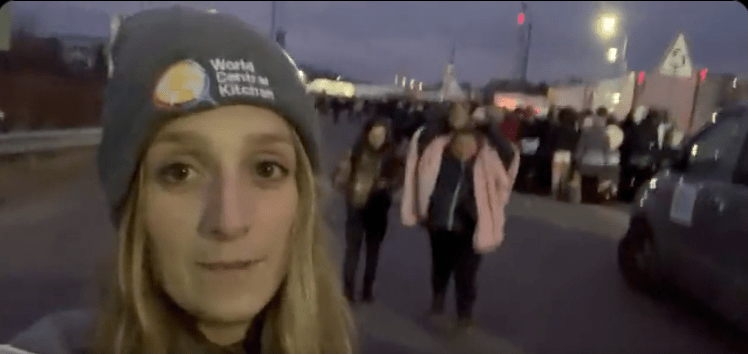 WCK’s Anna checking in from Ukraine 🇺🇦 Our team got word that there were 1,500 people in line waiting to cross into Poland, so we came over with a truck full of hot soup! As the situation continues to shift, we’ll keep adapting to get meals to families in need. #ChefsForUkraine