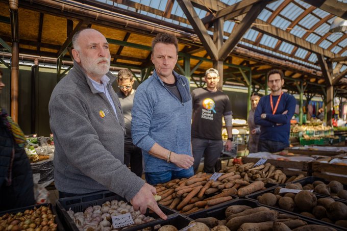 Local produce for the WCK Field Kitchen in Przemyśl! 🥬 @chefjoseandres & @chefmarcmurphy went to the farmers market last week where our team is now sourcing local ingredients—we buy products from each farmer to ensure we are best supporting the local economy. #ChefsForUkraine