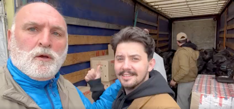 Hey guys, reporting in from the formerly Russian occupied area of Hostomel outside Kyiv! I’m with Zach & Vasily and we are delivering food kits and hot meals at this school…But soon we will get the kitchen here up and running so it can cook for the community! #ChefsForUkraine 🇺🇦