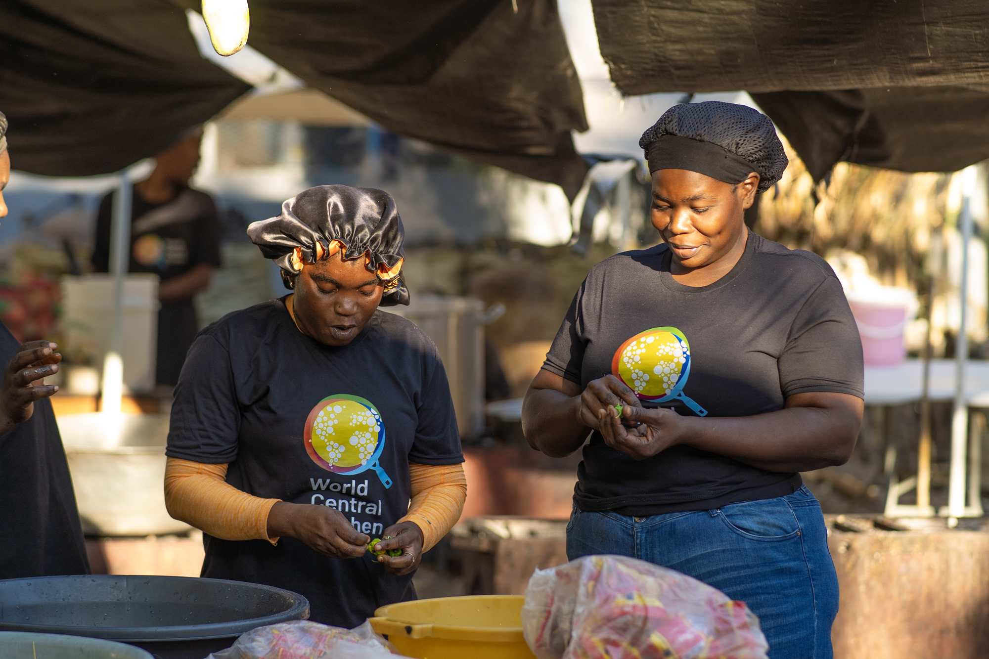 One of WCK's kitchen teams cooking emergency food relief in Haiti.